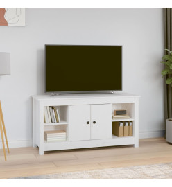 Meuble TV Blanc 103x36,5x52 cm Bois de pin massif