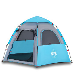 Tente de camping cabine 4 personnes bleu libération rapide