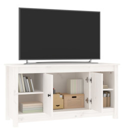 Meuble TV Blanc 103x36,5x52 cm Bois de pin massif