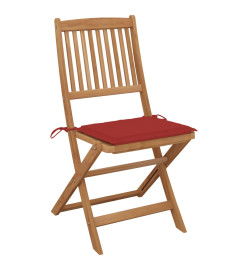 Chaises pliables de jardin 8 pcs avec coussins Bois d'acacia