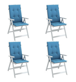 Coussins de chaise à dossier haut lot de 4 bleu mélangé tissu