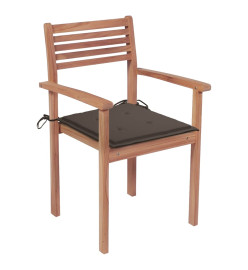 Chaises de jardin empilables avec coussins 8 pcs Teck solide