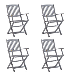 Chaises pliables d'extérieur 4 pcs avec coussins Bois d'acacia