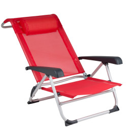 Bo-Camp Chaise de plage Aluminium Rouge