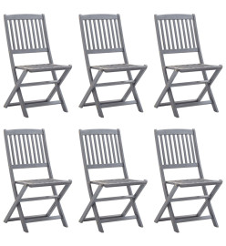 Chaises pliables d'extérieur 6 pcs avec coussins Bois d'acacia