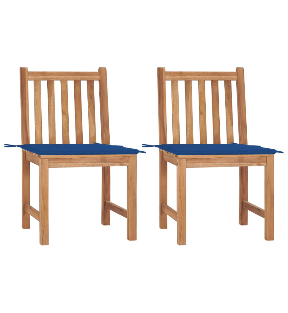 Chaises de jardin 2 pcs avec coussins Bois de teck massif Chaises de jardin 2 pcs avec coussins Bois de teck massif