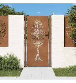 Portail de jardin 105x205 cm acier corten conception de l'arbre