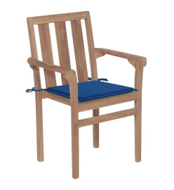 Chaises de jardin empilables avec coussins 4 pcs Teck solide