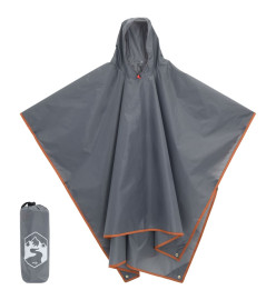 Poncho de pluie avec capuche design 2 en 1 gris et orange