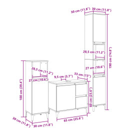 Ensemble de meubles de salle de bain 3 pcs chêne sonoma