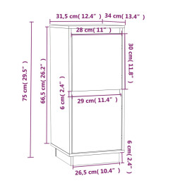 Buffets 2 pcs Gris 31,5x34x75 cm Bois massif de pin