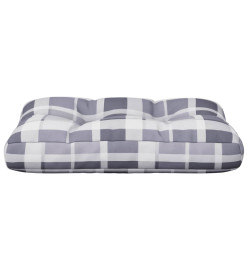 Coussin de palette motif à carreaux gris 50x40x12 cm tissu