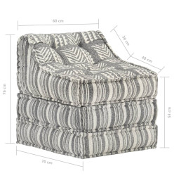 Pouf modulaire Gris rayé Tissu