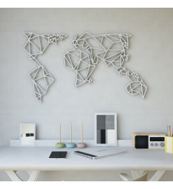 Homemania Décoration murale Carte du monde 100x58 cm Acier Blanc