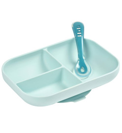 Beaba Ensemble d'assiette bébé à 2 compartiments Silicone Bleu