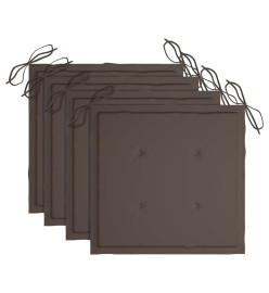Chaises de jardin 4 pcs avec coussins Bois de teck massif