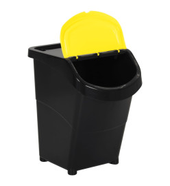 Poubelles empilables avec couvercles 3 pcs noir PP 120 L