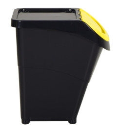 Poubelles empilables avec couvercles 3 pcs noir PP 120 L