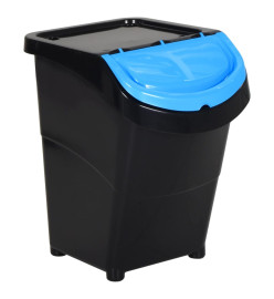 Poubelles empilables avec couvercles 3 pcs noir PP 120 L