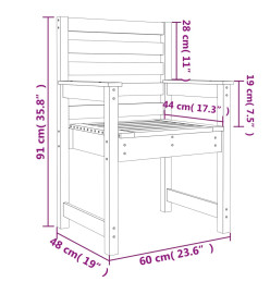 Chaises de jardin 2 pcs 60x48x91 cm bois massif de douglas