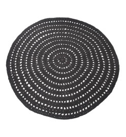 LABEL51 Tapis tricoté Coton Rond 150 cm Noir