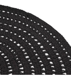 LABEL51 Tapis tricoté Coton Rond 150 cm Noir