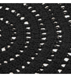 LABEL51 Tapis tricoté Coton Rond 150 cm Noir