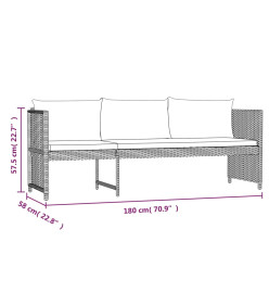 Salon de jardin 6 pcs avec coussins Résine tressée Gris