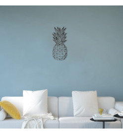 Homemania Décoration murale Ananas 22x55 cm Acier Noir