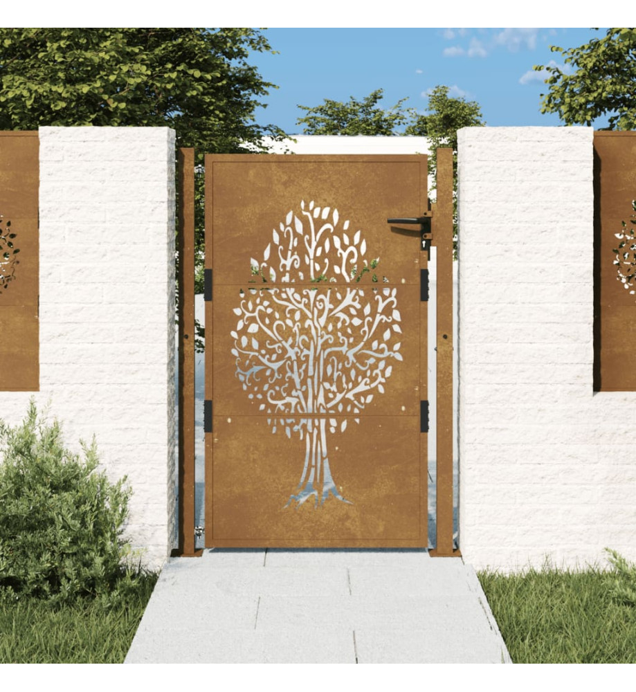 Portail de jardin 105x155 cm acier corten conception de l'arbre