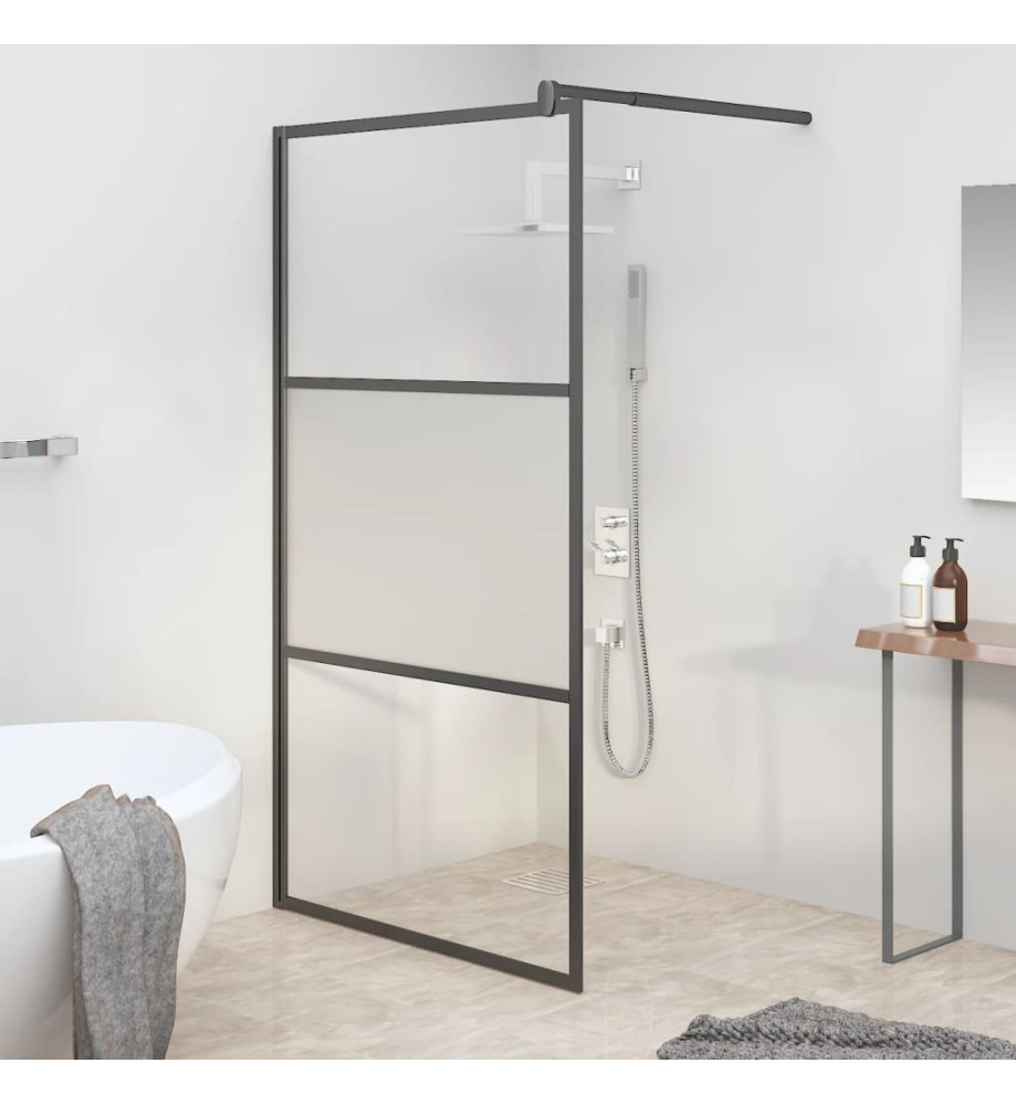 Paroi de douche 115x195 cm Verre ESG demi-dépoli Noir