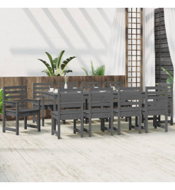 Ensemble à dîner de jardin 11 pcs gris bois massif de pin