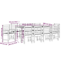 Ensemble à dîner de jardin 11 pcs gris bois massif de pin