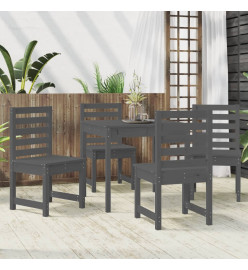 Ensemble à dîner de jardin 5 pcs gris bois massif de pin