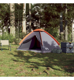 Tente de camping à dôme 2 personnes gris et orange imperméable