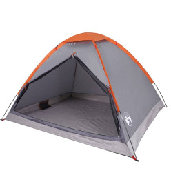 Tente de camping à dôme 2 personnes gris et orange imperméable