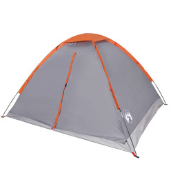 Tente de camping à dôme 2 personnes gris et orange imperméable