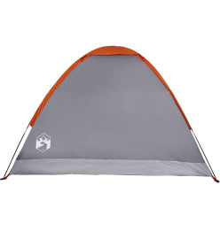 Tente de camping à dôme 2 personnes gris et orange imperméable