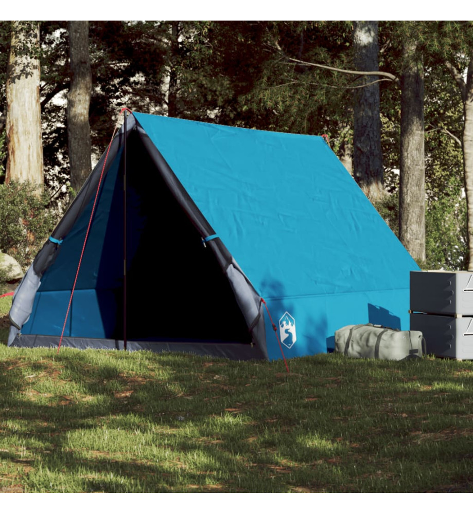 Tente de camping en forme de A 2 personnes bleu imperméable