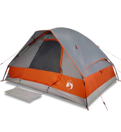 Tente de camping à dôme 2 personnes gris et orange imperméable