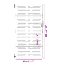 Portail de jardin 85x200 cm acier corten conception de carré