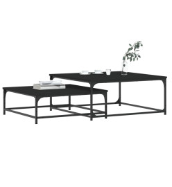 Tables basses gigognes 2 pcs noir bois d'ingénierie