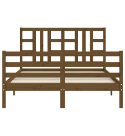 Cadre de lit avec tête de lit marron miel 160x200cm bois massif