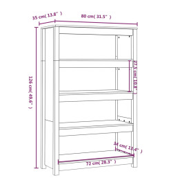 Bibliothèque Blanc 80x35x126 cm Bois de pin massif