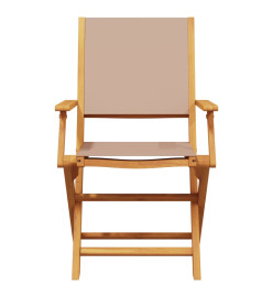 Chaises de jardin lot de 2 taupe bois d'acacia massif et tissu
