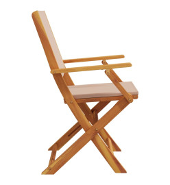 Chaises de jardin lot de 2 taupe bois d'acacia massif et tissu