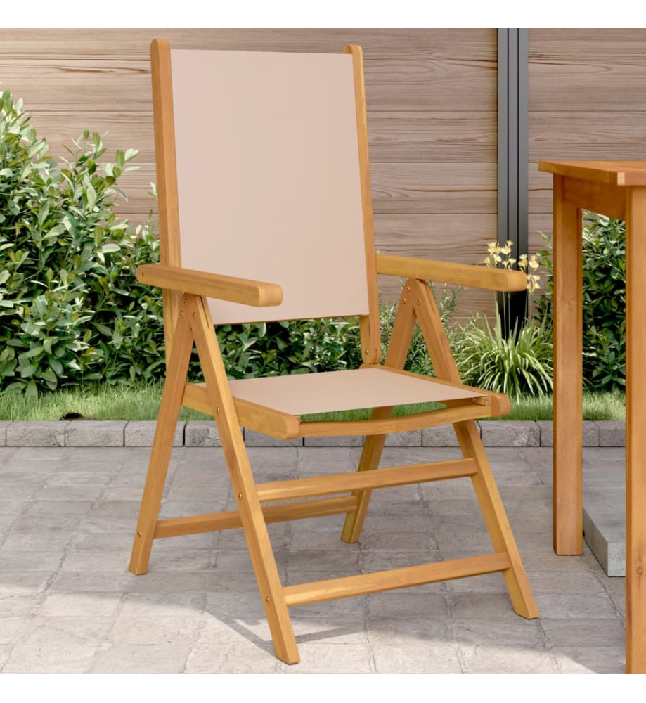 Chaises de jardin lot de 2 taupe bois d'acacia massif et tissu Chaises de jardin lot de 2 taupe bois d'acacia massif et tissu