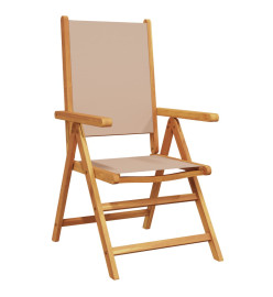 Chaises de jardin lot de 2 taupe bois d'acacia massif et tissu