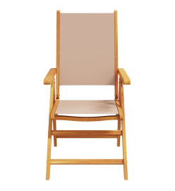 Chaises de jardin lot de 2 taupe bois d'acacia massif et tissu