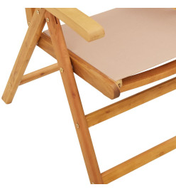 Chaises de jardin lot de 2 taupe bois d'acacia massif et tissu
